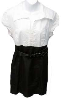 GUESS Womens L Black/White Tori Belted Mini Dress NWT $68  