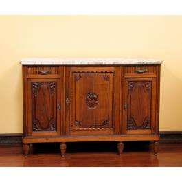 K8315  ANTIQUE FRENCH LOUIS XVI MARBLE TOP SIDEBOARD  