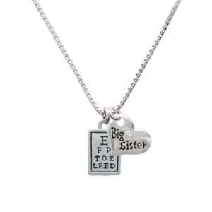  Silver Eye Chart Big Sister Charm Necklace Jewelry