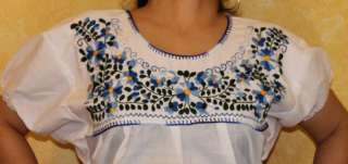 PEASANT PUEBLA HAND EMBROIDERED MEXICAN BLOUSE TOP SMALL  