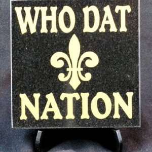  New Orleans Saints Who Dat Nation 4x4 Inch Black Granite 