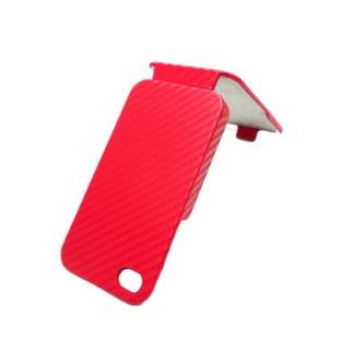 iPhone4, 4S Flip Case Red Carbon Fiber Design fits Verizon, Sprint 