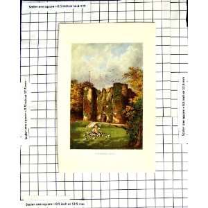  View Tonbridge Castle Birds C1850 C1930 Colour Print
