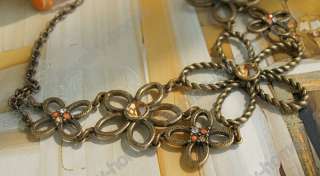 Retro Bronze Style Crystal Beautiful Flower Choker Necklace  