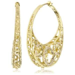 Katie Decker Quatrefoil 18k Yellow Gold and Diamond Profile Earrings