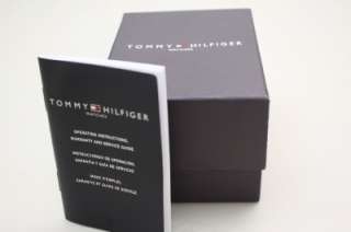 New Tommy Hilfiger Women Dress Crystal Black Leather Band Watch 
