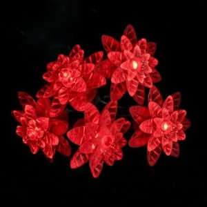  Set of 25 LED Red Flower Petal Reflector Christmas Lights 
