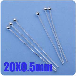 500 Pcs Silver plated ball head pin findings 20mm P006  