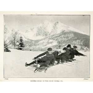  1909 Print Tatra Mountains Steering Wheel Toboggan Sled 