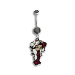  BLACK   Mae West Betty Boop Charm Belly Button Ring 