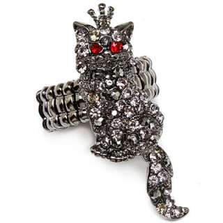 Kitty Cat Crystal Crown Black Cat Dangling Tail Animal Stretch 
