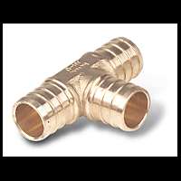 Pex Tube Coupling Tee 3/4 Barb by 3/4 Barb by 1/2 Barb (25 pack)