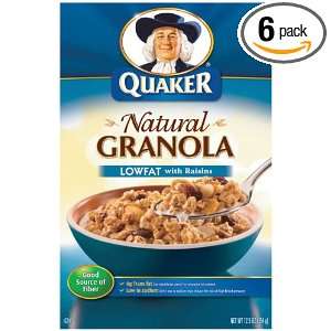 Quaker Natural Granola, Low Fat with Raisin, 12.5 Ounce Boxes (Pack of 