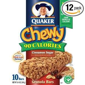Quaker Chewy Granola Bar Low Fat Cinnamon Sugar, 8.4 Ounce Boxes (Pack 
