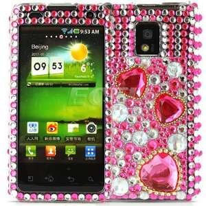  Ecell   PINK HEARTS CRYSTAL BLING CASE COVER FOR LG 