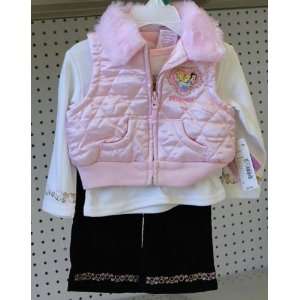   Infant Girl 3pc Set 18 Month. Pink White Back Vest, Shirt, Pant Baby