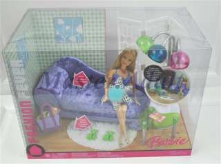 Barbie Fashion Fever Velvet Crush Couch Set Barbie,Couch, Table, Lamp 