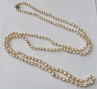   14k wite gold filigree clasp amazing 50 inch long strand of baroques