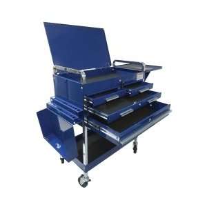   Service Cart With Locking Top, 4 Drawers and Extra Storage   Blue