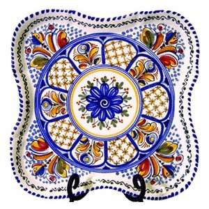    Square Ceramic Plate from Spain. Multicolor