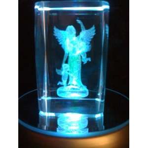    Laser Etched Crystal Cube Angel with Cherubs 