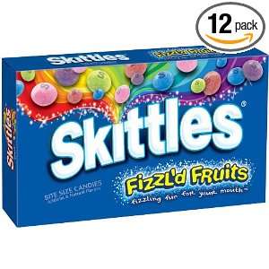 Skittles Fizzld Fruits Theatre Box, 3.3 Ounce Boxes (Pack of 12 