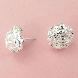 New Beautiful silver Earring Womens rose flower earrings Fashion 