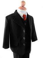Brand New Boy Formal Dress Suit Black W/Red Tie size 16  