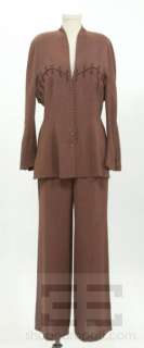 Thierry Mugler 2 Piece Brown Laced Snap Jacket & Pants Suit Size 42 
