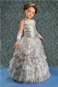 NEW PAGEANT FLOWER GIRL HOLIDAY DRESS 3984 SILVER SIZE 6  