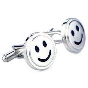   Good Day Friendly Smiley Face Silver Emoticon Cufflinks Jewelry