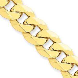  10mm, 14 Karat Yellow Gold, Beveled Curb Chain   20 inch Jewelry