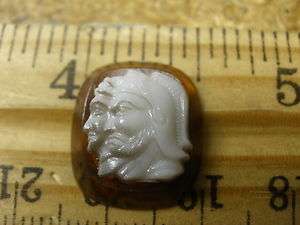 INTAGLIO CARVING CAMEO ROMAN RULER RING SETTING BROWN WHITE PAIR 