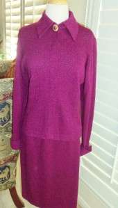   Knit Magenta Skirt Suit Beautiful Size 10 Made for Sak Fifth Ave.inUSA