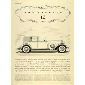 1932 Ad Lincoln Motor Cars White V 12 Model Detroit   Original Print 