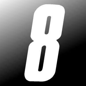 inch tall White Race Number 8 racing numbers decals  