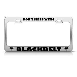  Black Belt Belts Humor license plate frame Stainless Metal 