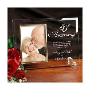 50th Anniversary Personalized Beveled Glass Picture Frame  
