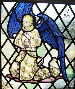 Antique STAINED GLASS Window   ANGEL Boy   Bible Scene (SG833)  
