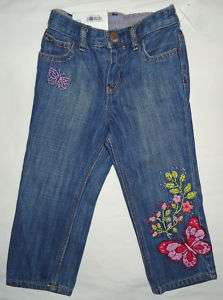 Baby Gap NWT Denim Embroidered Butterfly Jeans 18 24  