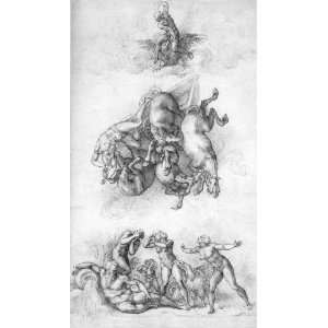  8 x 6 Mounted Print Michelangelo The fall of Phaethon 