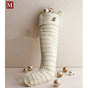  New Garnet Hill By Hable Holiday Christmas Stocking White 