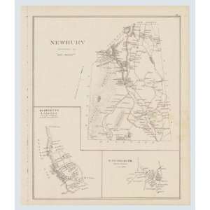  Original 1892 Antique Map Bundle of 3~ Newbury Insert of Blodgetts 