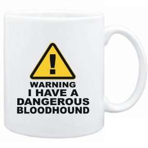   Mug White  WARNING  DANGEROUS Bloodhound  Dogs