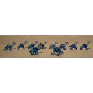  Set of 10 Blown Glass Blue Turtle Figurines 0.5h 