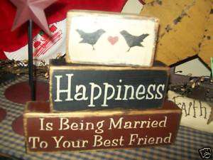 PRIMITIVE BLOCK SIGN~~HAPPINESS MARRIED BEST FRIEND~~  