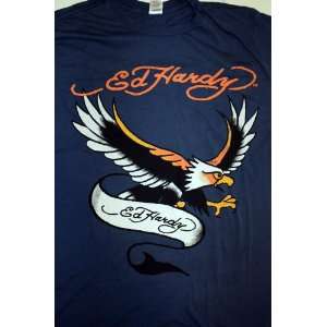  Ed Hardy Blue   Flying Eagle Mens T shirt   X large 