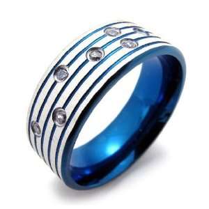 CET Domain SZ11 1132 12 Blueish Colored Titanium Steel Ring for Mens 