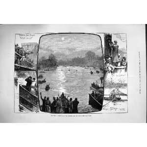   1880 WORLDS REGATTA RIVER THAMES LONDON BOATS SPORT