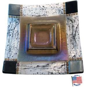  Earth Tone Glass Fusion Chip & Dip Platter Kitchen 